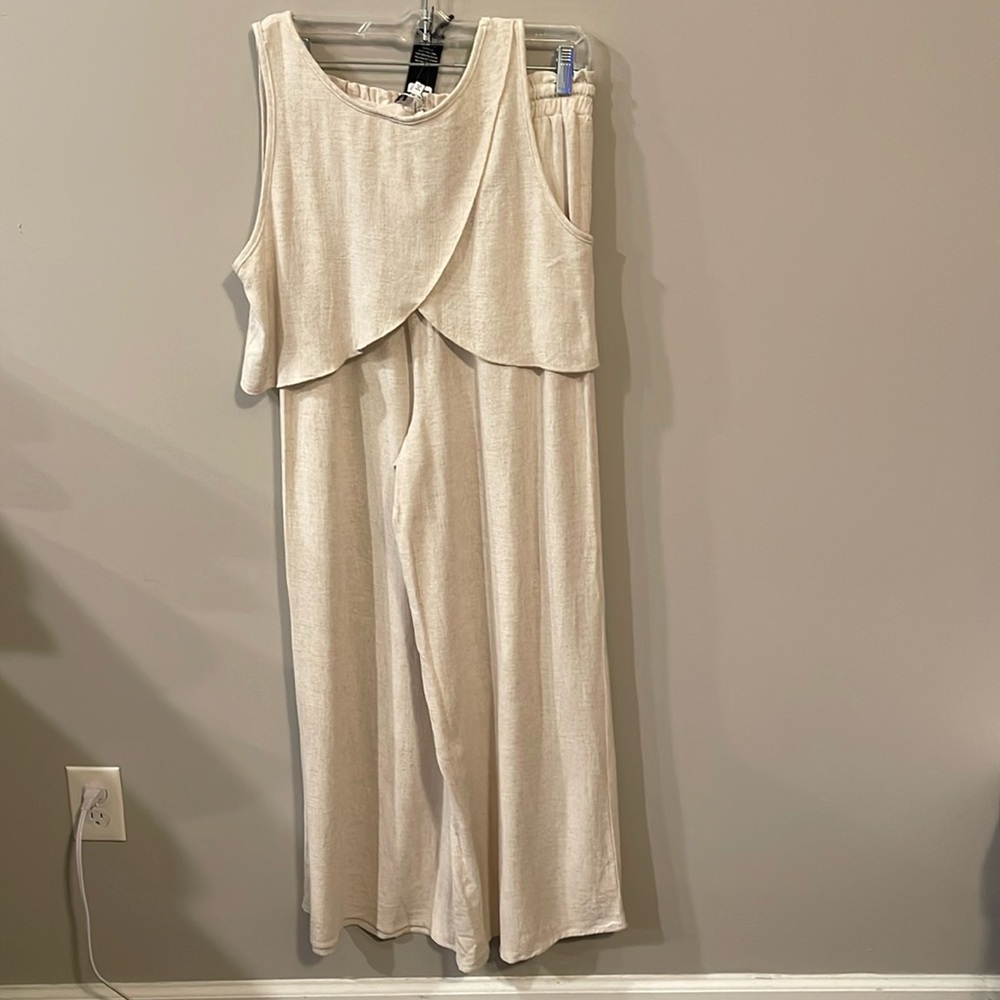 Oatmeal Linen 2 piece pants set